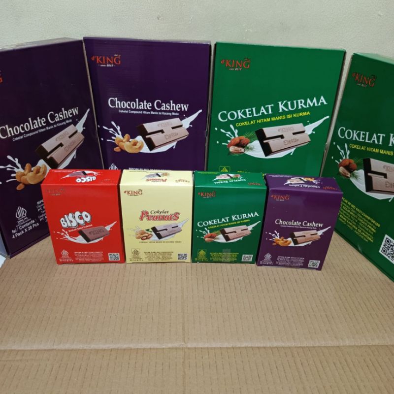Chocolate Mix 1 Box of Date Chocolate Cashew Bisco and Peanuts d'KING
