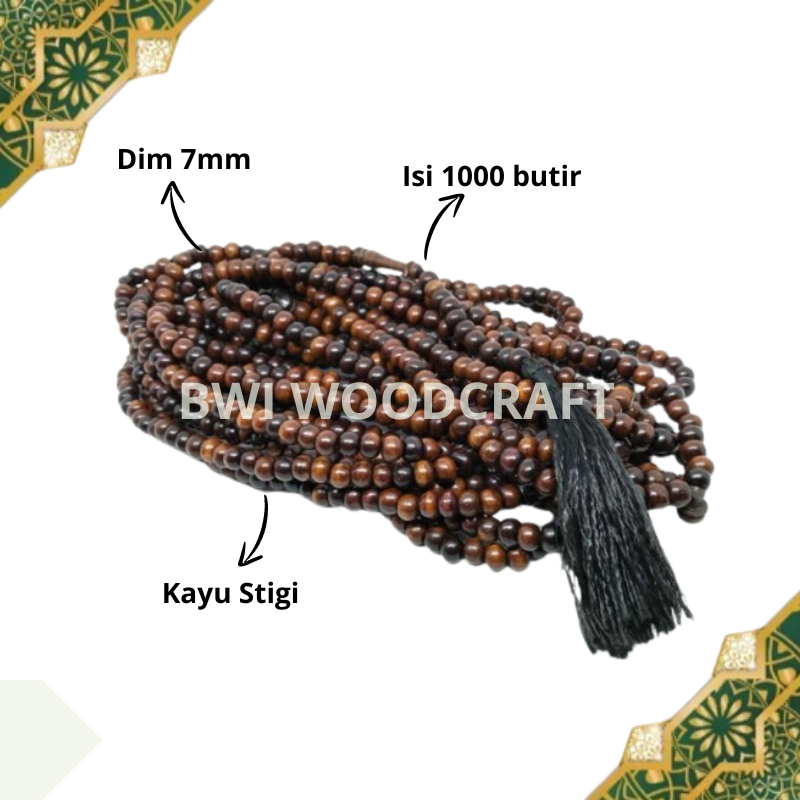 KAYU Wood tasbih 1000 Grains 7mm Original setigi Wood tasbih Contents 1000 Pieces Of tasbih 1000