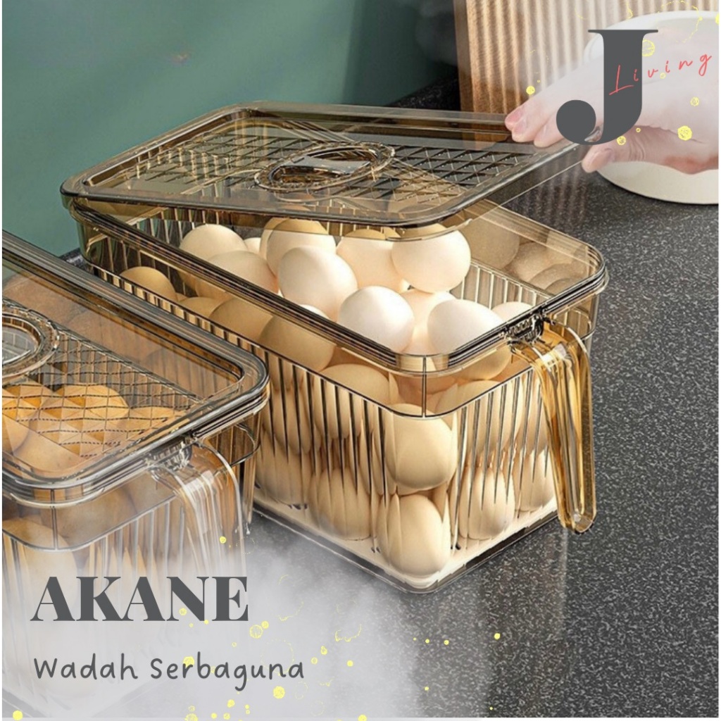 J LIVING - AKANE Space Saving Fruit Vegetable Storage Box Transparent Meat Freezer Organizer Refrigerator Storage Box Vegetable Fruit Fridge Storage Food Acrylic Container Multipurpose Egg Jar