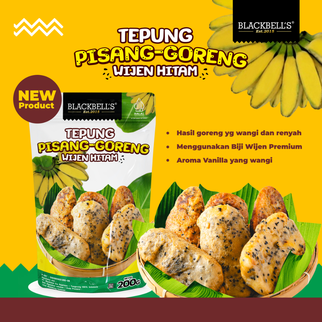 HITAM Fried Banana Flour with Black Sesame / Glutenfree Fried Banana Flour / Vanilla Flavor Fried Banana Flour