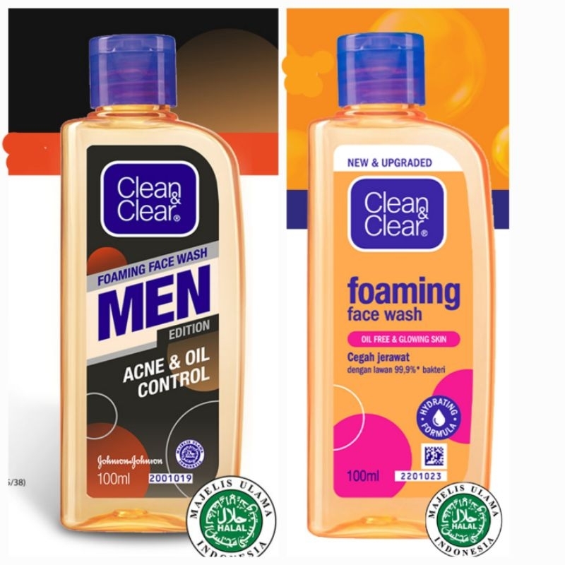 Clean & Clear Foaming Face Wash Men 100ml 50ml - Clean N Clear Acne & Oil Control CNC Facial Wash Soap Prevents Acne and Oily Face Moisturizes Clean & Clear