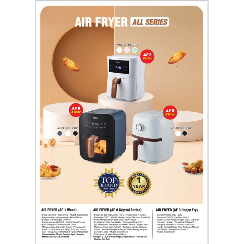 Mito Griller AF1 AF8 HAPPY FRY AF5/AIRFRYER 4 LITER LOW WATT 8 Functions