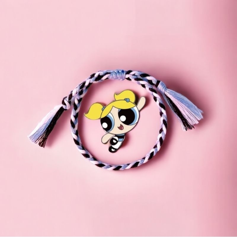 Cute iconic character friendship bracelet Powerpuff Girls bracelet contemporary handmade woven woven bracelet neat and simple rope three braided sewing thread bracelet suitable for merchandise bracelets
