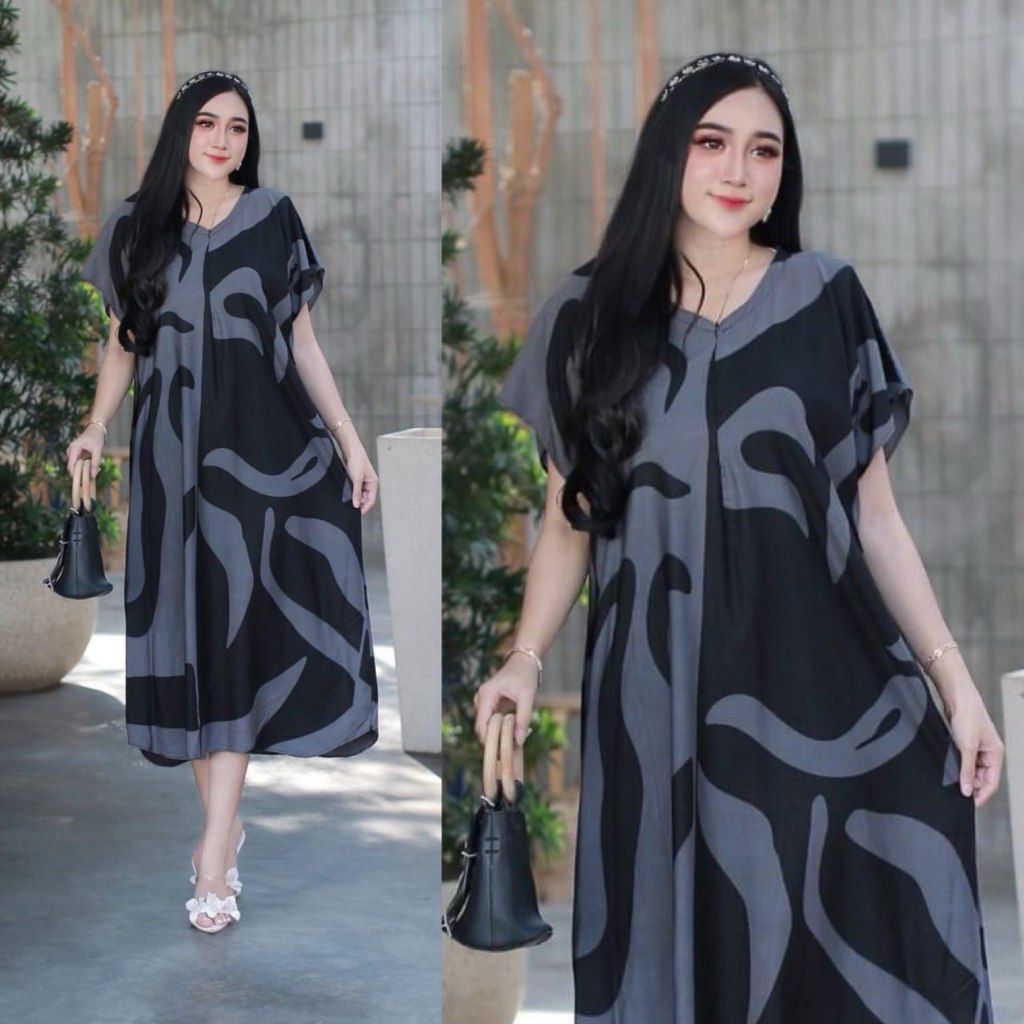 Jumbo Lowo Daster Diana Daster Premium Rayon Material Busui Daster Front Zipper Ld 140 cm fits 100 kg