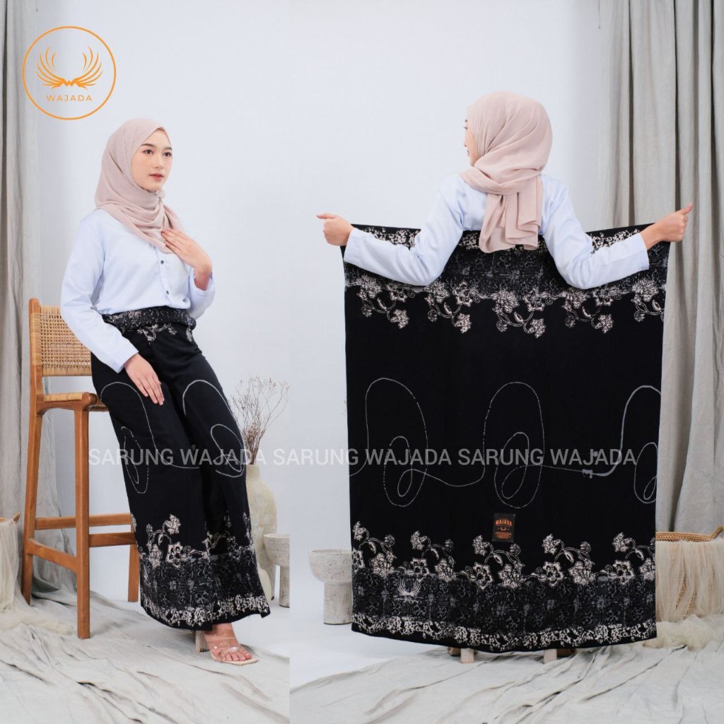 Fairyrozi Women's Santri Batik Sarong with Ash Stone Flower Motif, Goyor Cap Premium Super Fine Material