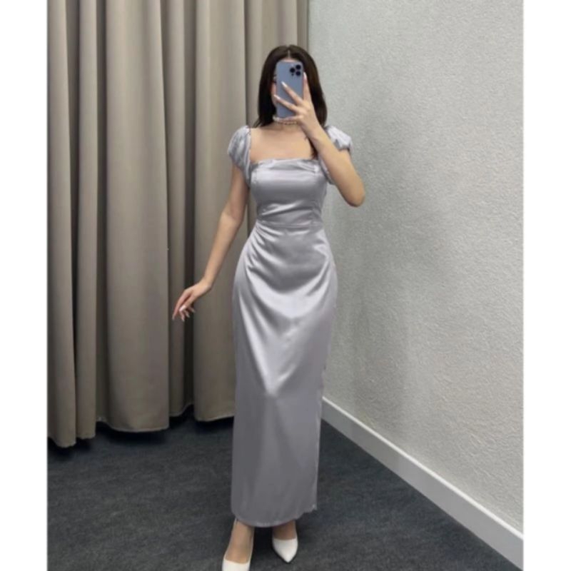 BERNICE Dress Sabrina Party Maxi Dress SATIN Velvet