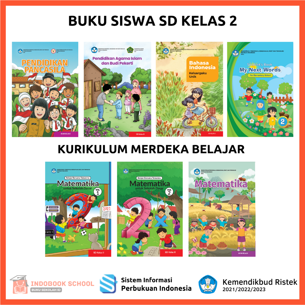 MATA Book Of Elementary School Students Class II Independent Curriculum Learning School Drive Book Of PANCASILA Education Mapel Subject Packages (PKN), Islamic Religious Education (PAI), Mathematics VOL 1,2 (MTK), Indonesian Language, English (MY NEXT WOR