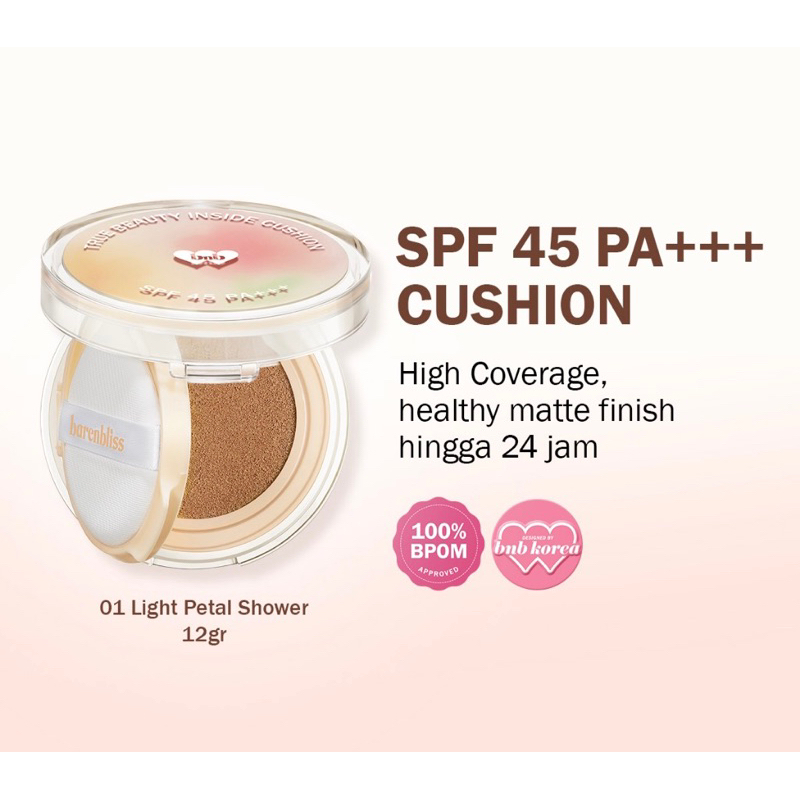 Bnb Barenbliss Korean Bloomatte True Beauty Inside Cushion 24H Full Coverage 01 light petal shower