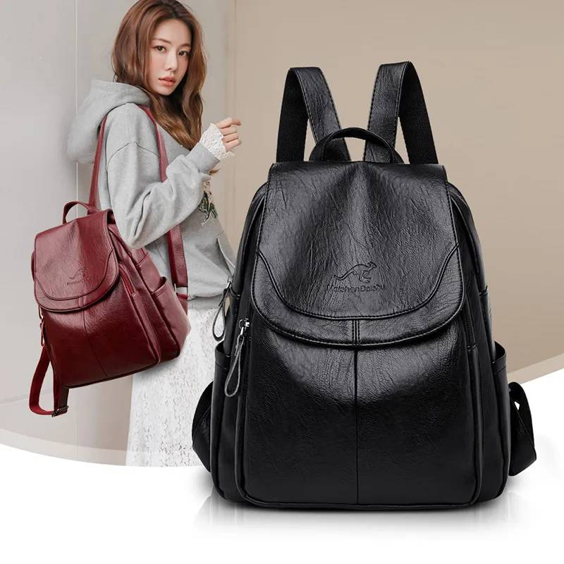 Felicia - Women's Backpack Semi Leather Women's Backpack Korean Style Women's Backpack Synthetic Leather Women's Backpack Multifunction Women's Backpack Waterproof Women's Backpack Women's Laptop Backpack Felicia Store