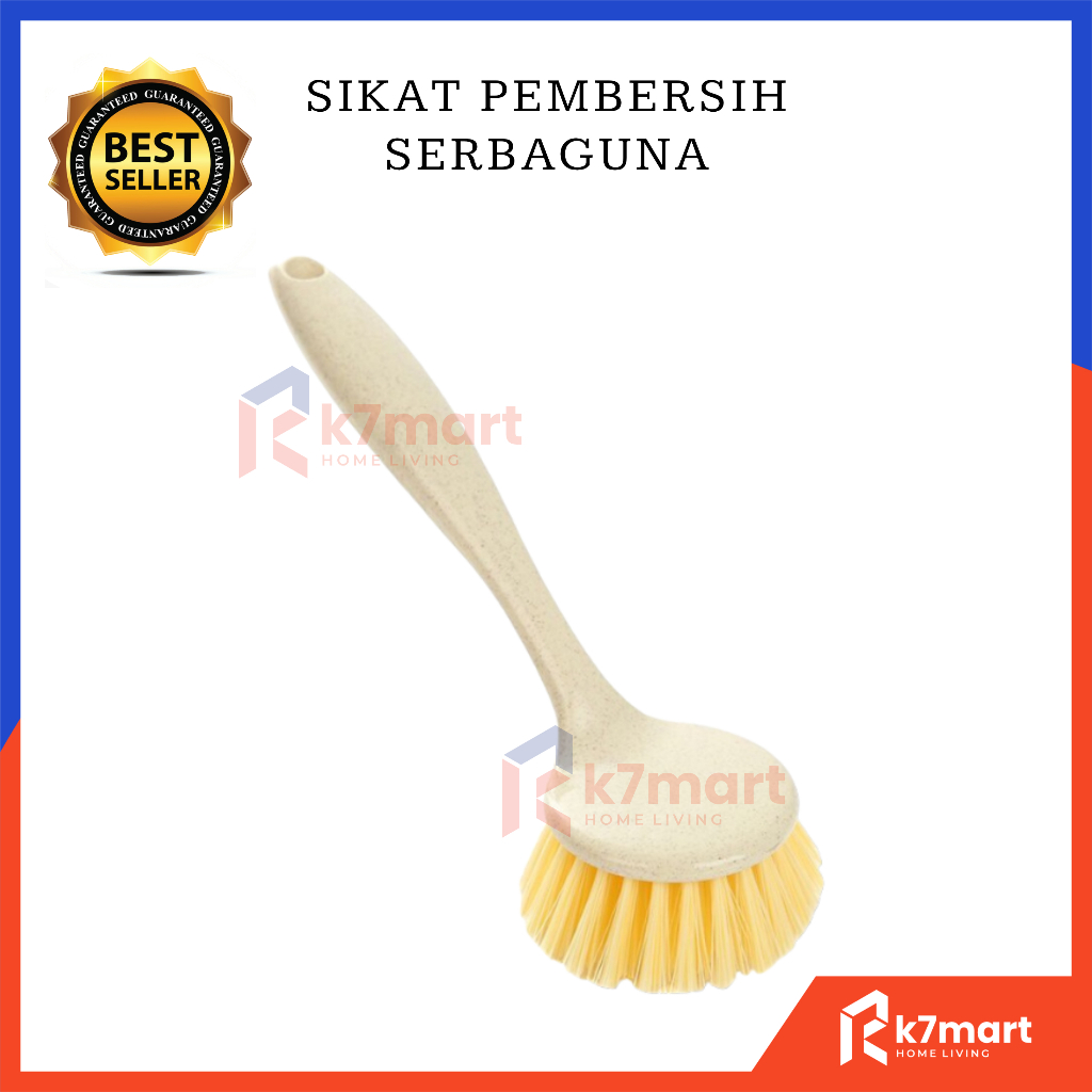 PERALATAN K7mart Long Handle Round Frying Pan Cleaning Brush/Multipurpose Kitchen Crock Sink Stove Brush/Kitchen Bathroom Equipment Cleaning Tool