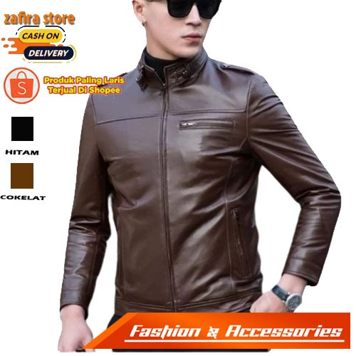 Genuine Leather Men's Jacket Original Made In Garut Fireproof Men's Leather Jacket Genuine Leather Plain Jacket [LEATER CARE BONUS]