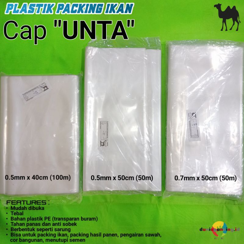 1 roll of PE plastic 0.7x50 50m long, UNTA brand, super flexible for packing koi fish, garden harvest, building casting, cement cover, rice field irrigation, etc.