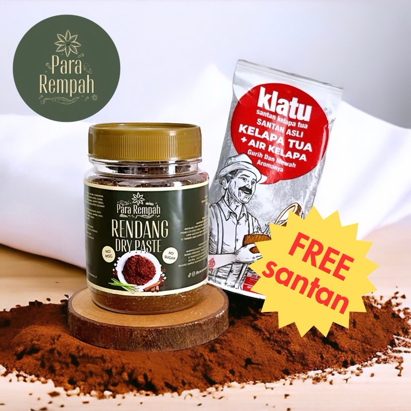Rendang Seasoning - FREE coconut milk Ready to use - Original Minang Seasoning / Dry Rendang Instant Seasoning / Practical Rendang - Premium Quality Kitchen Spices - Spices