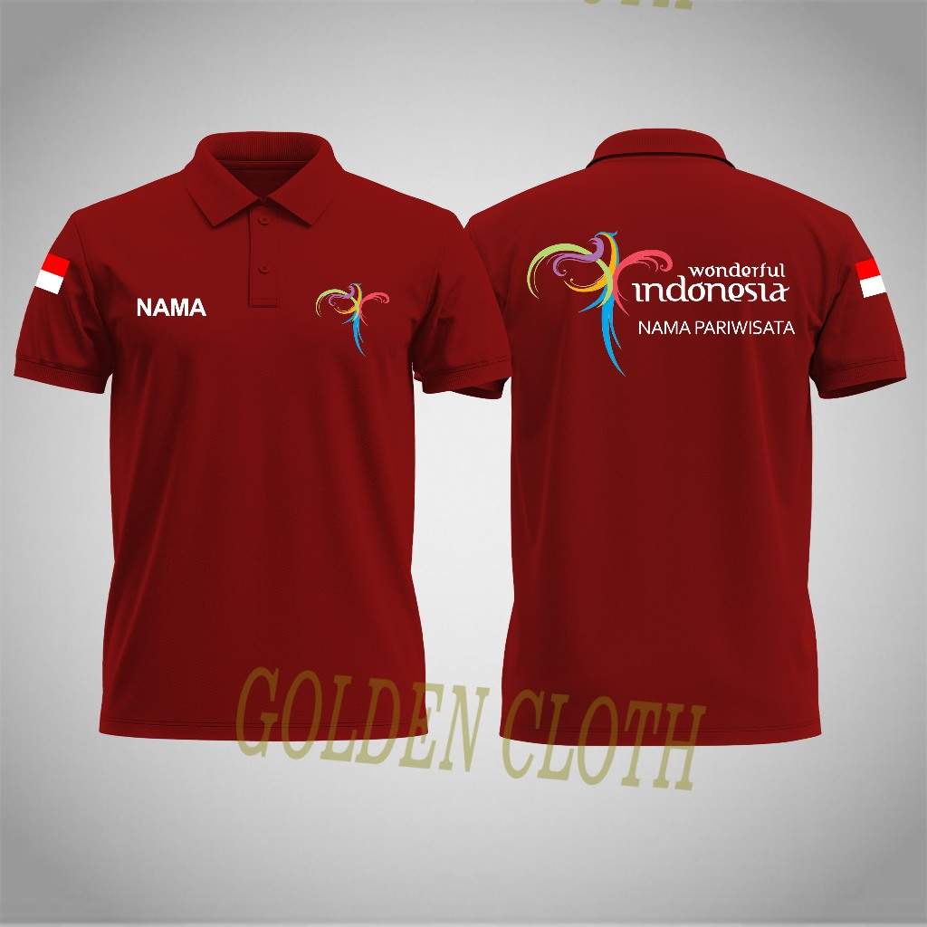 Polo T-Shirt PESONA WONDERFUL INDONESIA Ministry Of Tourism Custom Short Sleeve Cotton Material 24s