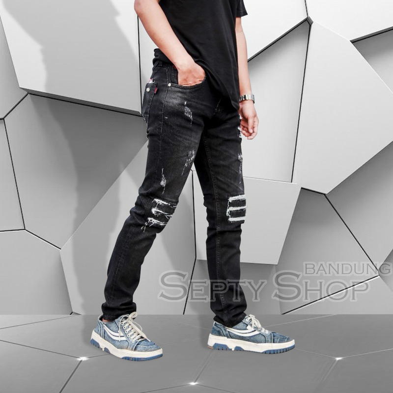 Slimfit Men's Ripped-ROCKTM Series Black Jazz Editions | Trousers