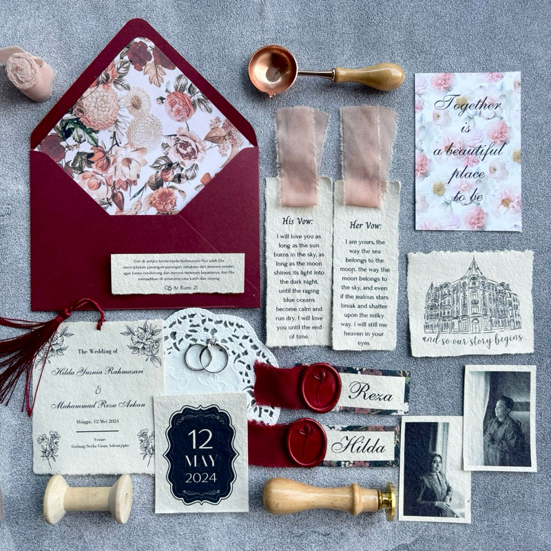 [SIAP 1-2 DAYS] Kad Kahwin Keepsake Wedding Card Props Custom Personalized Memories Flatlay Photograph Wedding Calligraphy Keepsake keep shake off Vows Set Wedding Stationary Wedding Invitation Content Cinematic