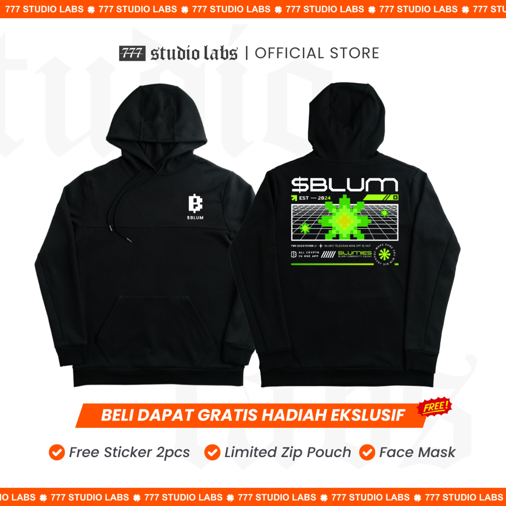 Hoodie Crypto BLUM $BLUM- Free Sticker LIMITED EDITION 777pcs