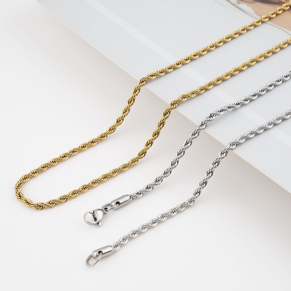 Korean STYLE Stainless Steel GOLD Mine Chain TITANIUM Necklace Forever/GOLD And SILVER Mine Chain TITANIUM Necklace