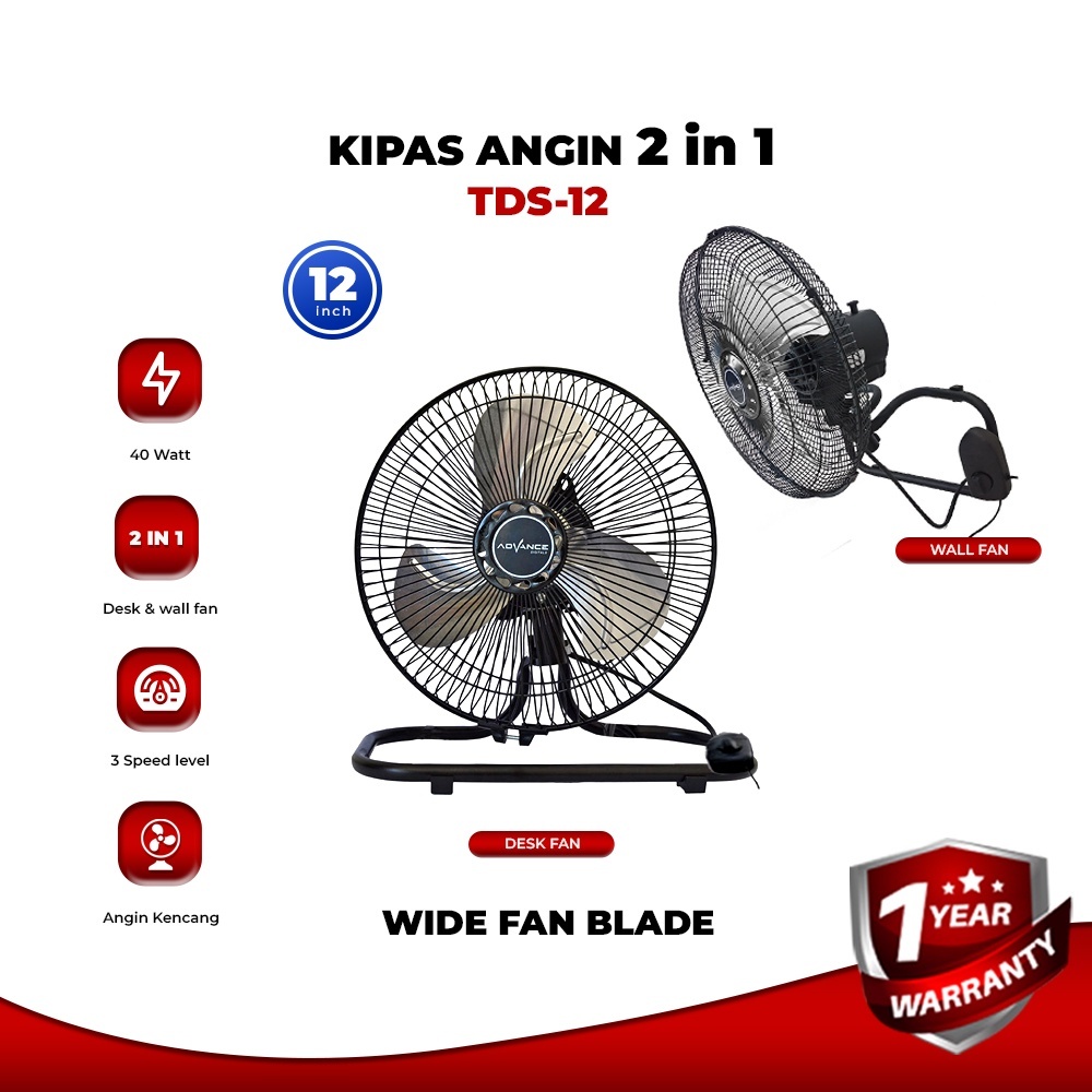 Table & Wall Fan Advance 12 INCH TDS-12 Wall Fan Desk Fan