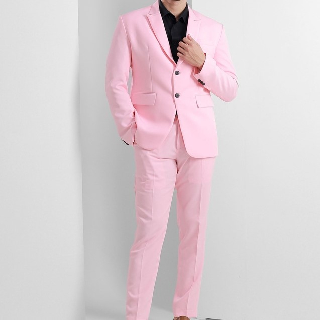 Propaget - Men's 2-in-1 Pink Suit Suit Set Men