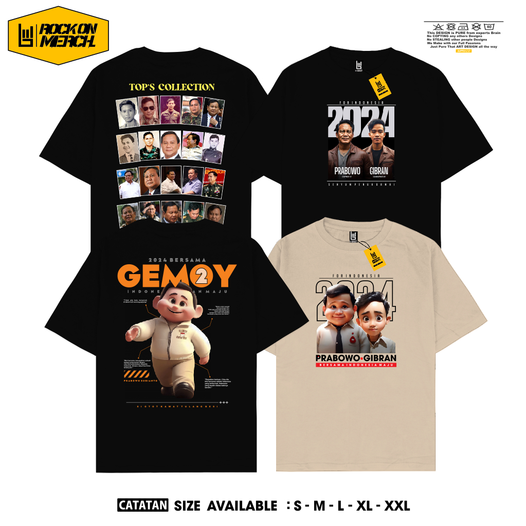 HITAM Rock ON T-Shirt Prabowo Subianto Shirt Rakabuming Capres Cawapres T-Shirt Prabowo Sogan Viral Distro Premium Quality | T-shirts For Men And Women Unisex Prabowo Moslem | President Prabowo T-Shirt | 2024 Election Shirts | Prabowo Black Cream Voluntee