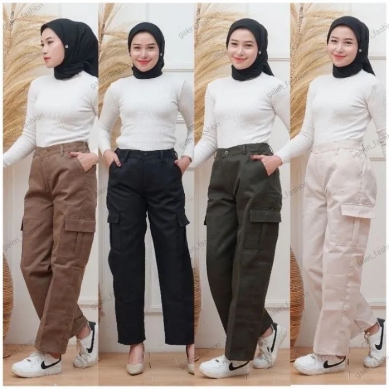 Premium Button Cargo Culottes Pants for Work and Casual Bottoms, Cool, Comfortable, and Soft Material