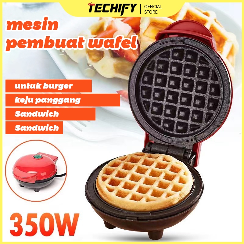MESIN 【TECHIFY】mini Waffle machine, breakfast machine, egg waffle machine, multifunctional electric pan, household mini cake machine, waffle and egg roll machine