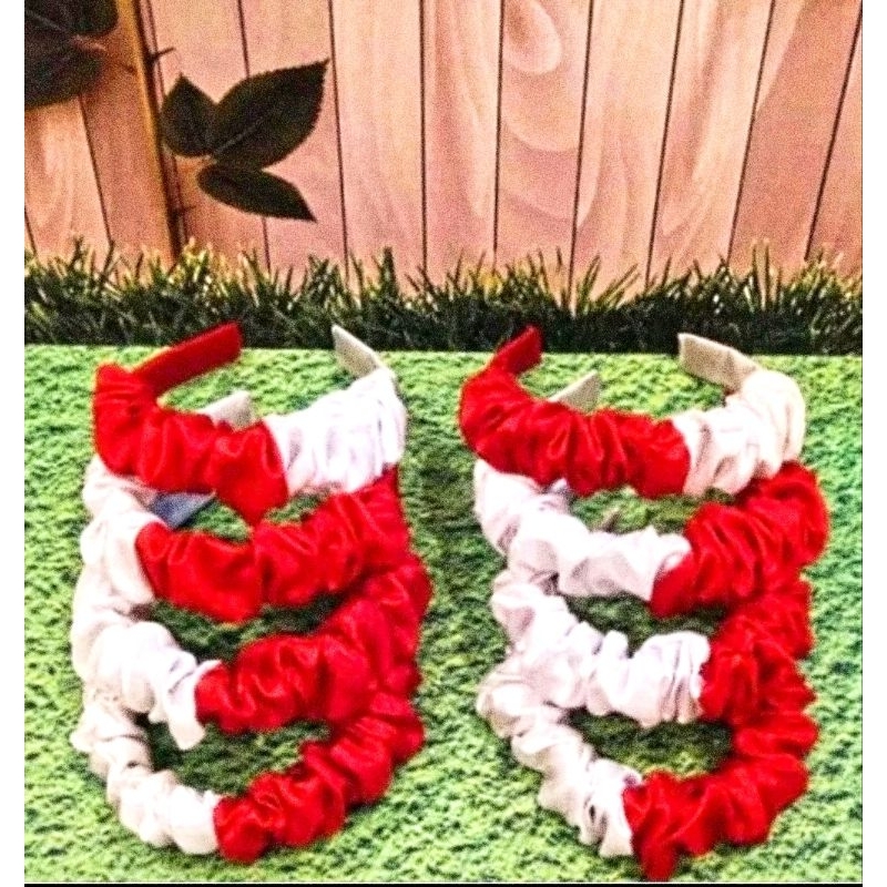 MERAH DOZENS OF 12PCS, FASHIONABLE AT AUGUST 17, RED AND WHITE HEADSET, NAGITA SCRUNCHIE HEADSET