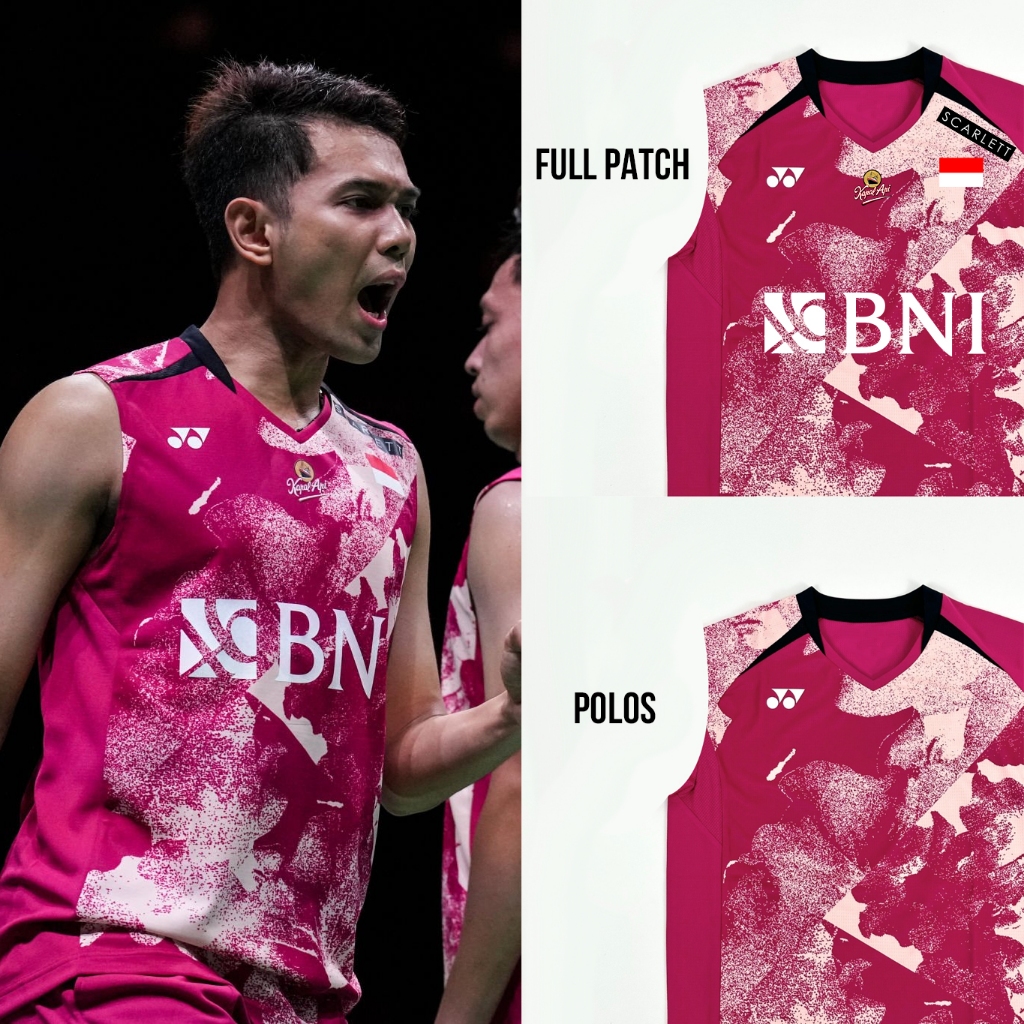 Jersey Badminton Badminton Singlet Fajar Alfian Rian Indonesian National Team 2023 Sleeveless - 10509 EX