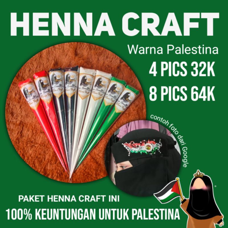 Henna craft Palestinian flag colors