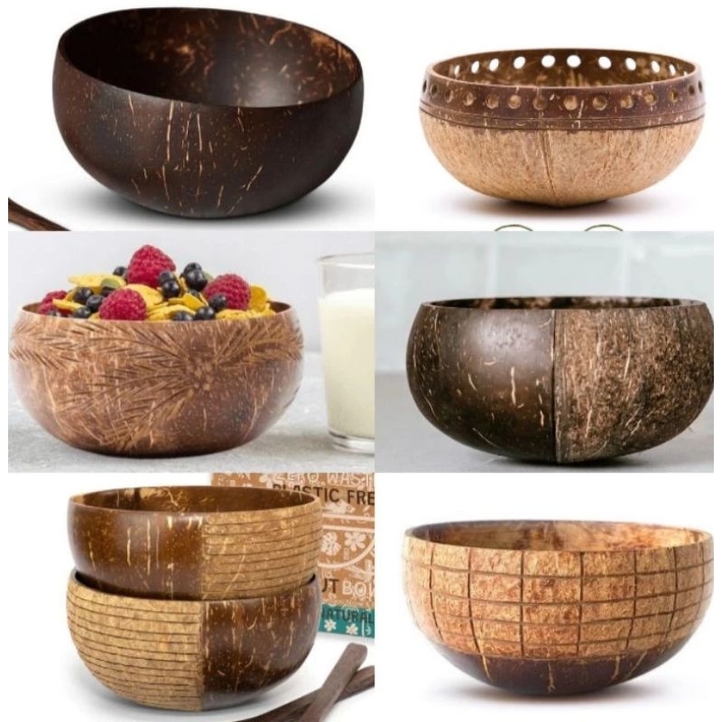 Bowl bowl, coconut shell bowl, unique bowl, fruit soup bowl, soto bowl, chicken noodles, meatballs, shell bowl bowl