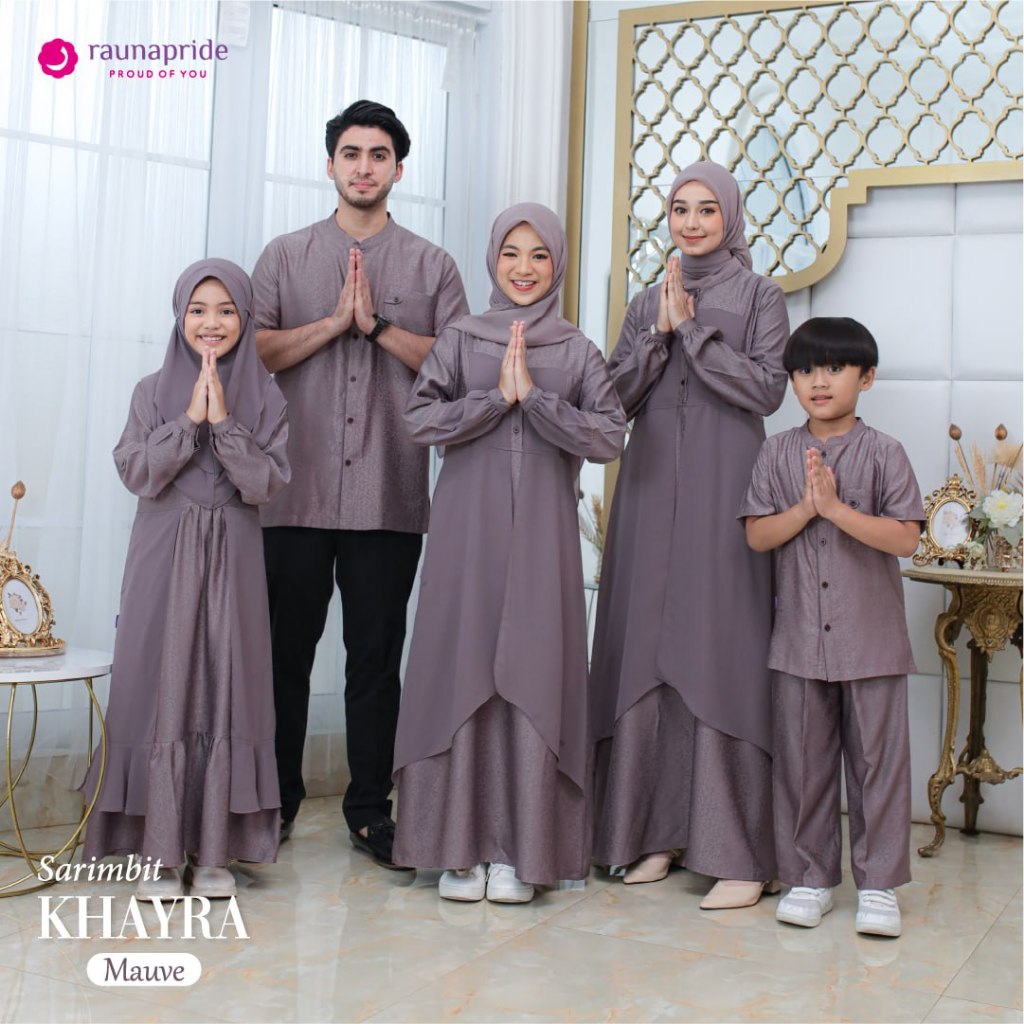 RAUNAPRIDE Sarimbit Family Khayra Mauve Couple Family Eid Luxury 2024 Muslim Fashion Family Couple Clothes Muslimah Clothing Gamis Koko Men Women Adults Girls Boys