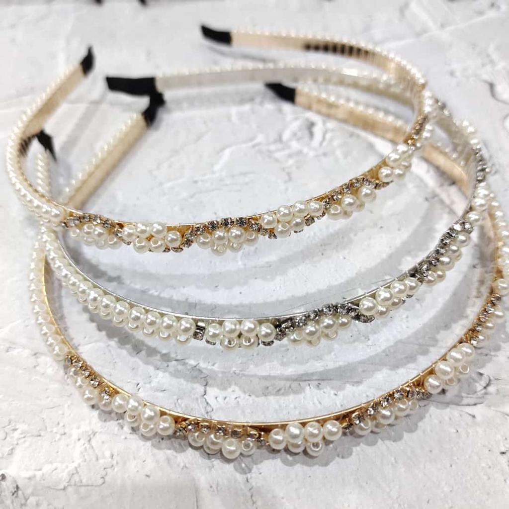 Women's Headbands | Pearl Headband with Zigzag Mote Combination | Raina Hair Accessories