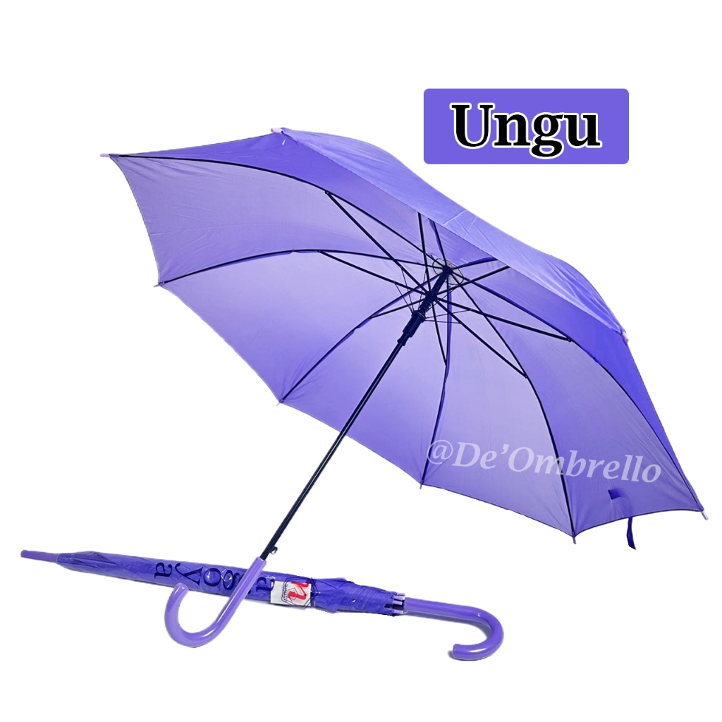 De'Ombrello! (048A) Standard Automatic Umbrella Plain Navy Blue Black Anti UV Premium Quality