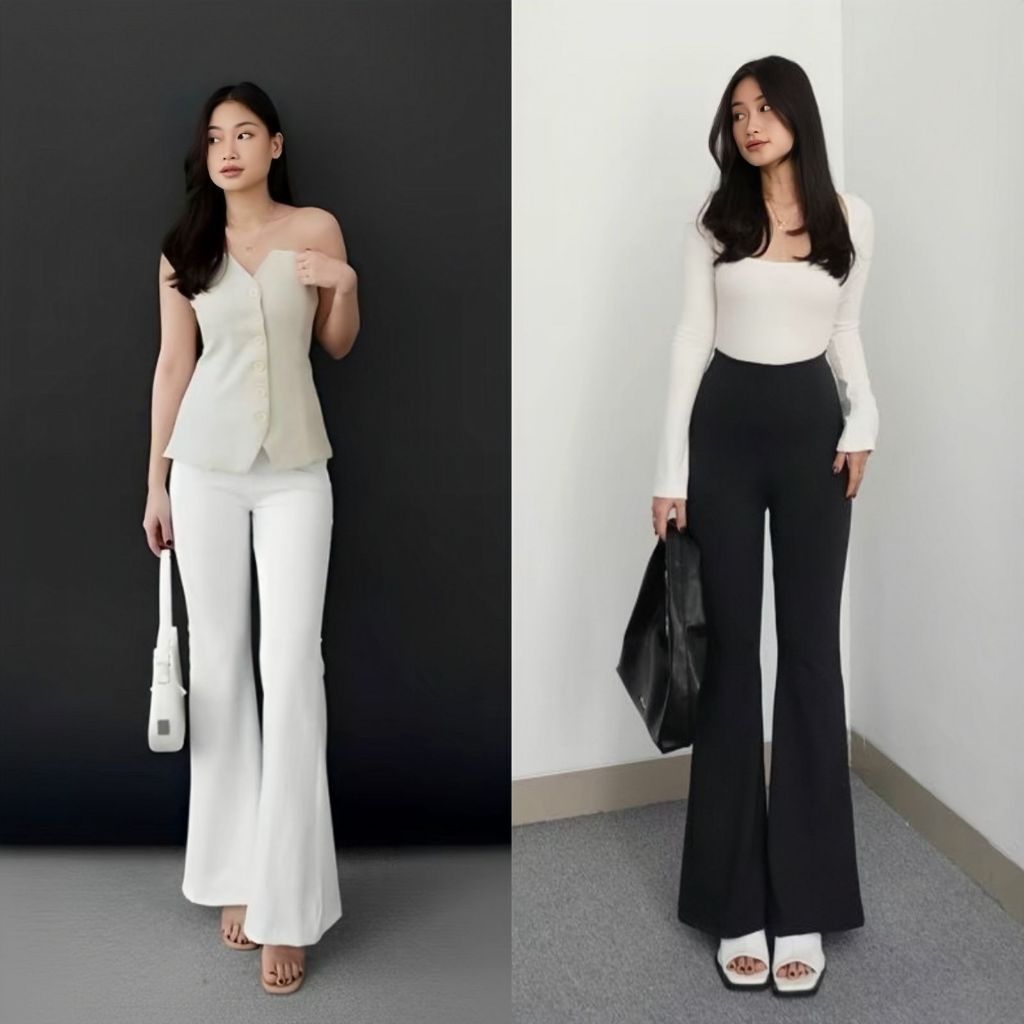Flare Pants - Highwaist Flare Pants - Women's Semi-Cutbray Culottes