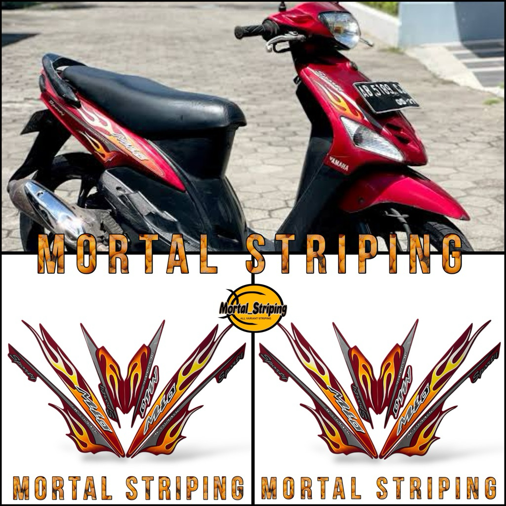 MERAH YAMAHA LES BODY STRIPING STICKER SPORTY 2006 RED FIRE
