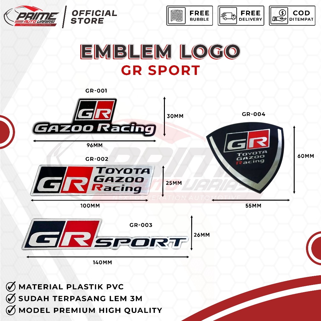 Toyota GR SPORT GR Logo Emblem GR Racing Emblem