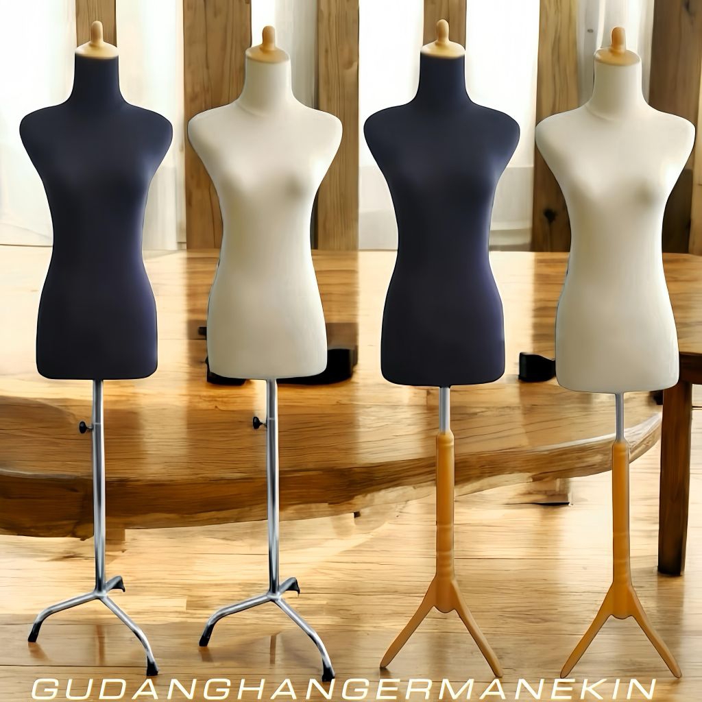 Fabric-coated Female Mannequin Statue with Iron Legs / Wooden Legs - Mannequin Pole Set Clothes Statue