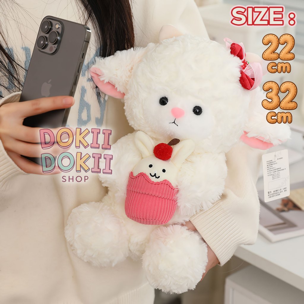White Sheep Doll Brings Cake 22cm & 32cm Doll Lamb Cake Premium Super Cute Adorable Imported | High Quality