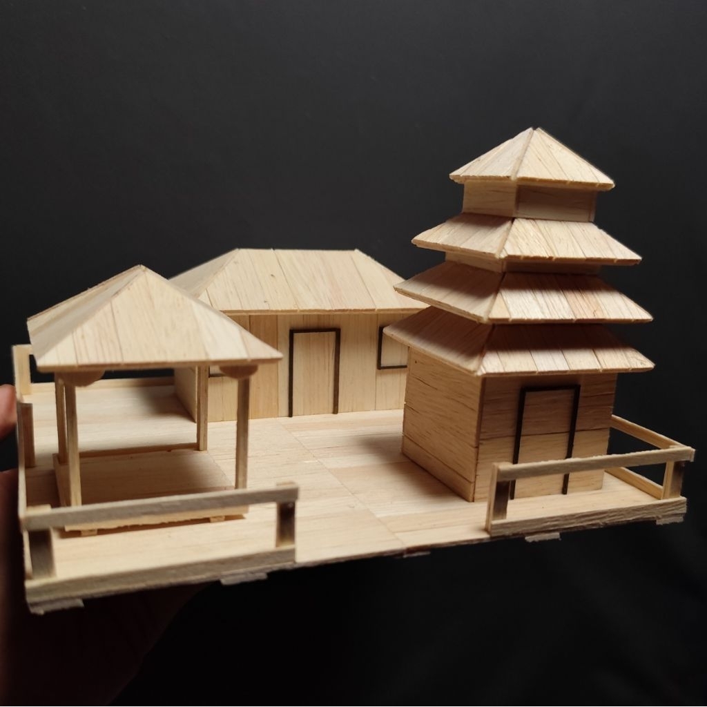 Miniature Balinese traditional house with ice cream stick