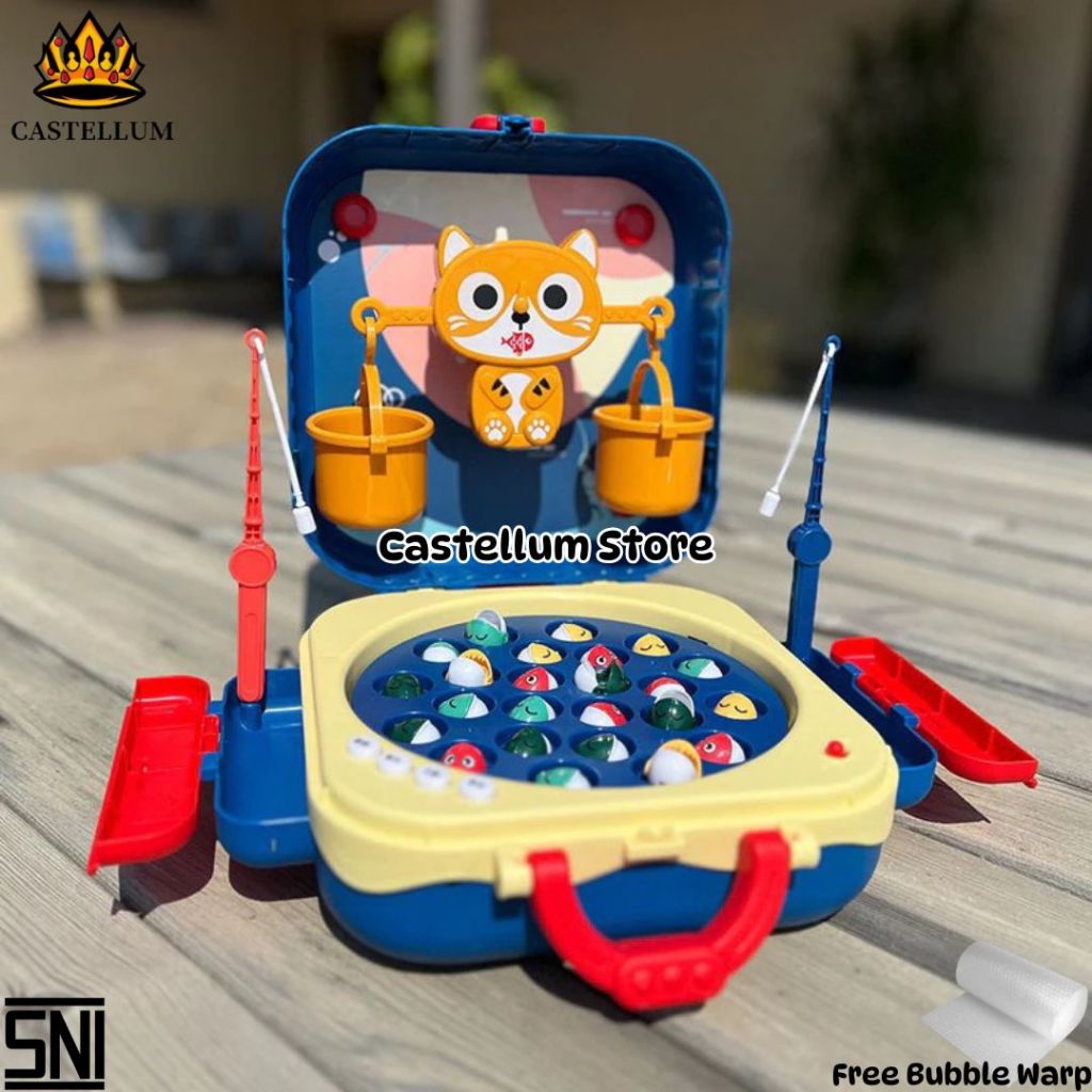Children's Fishing Bag Toy with Cat Scale Basket, Children's Fishing Toy
