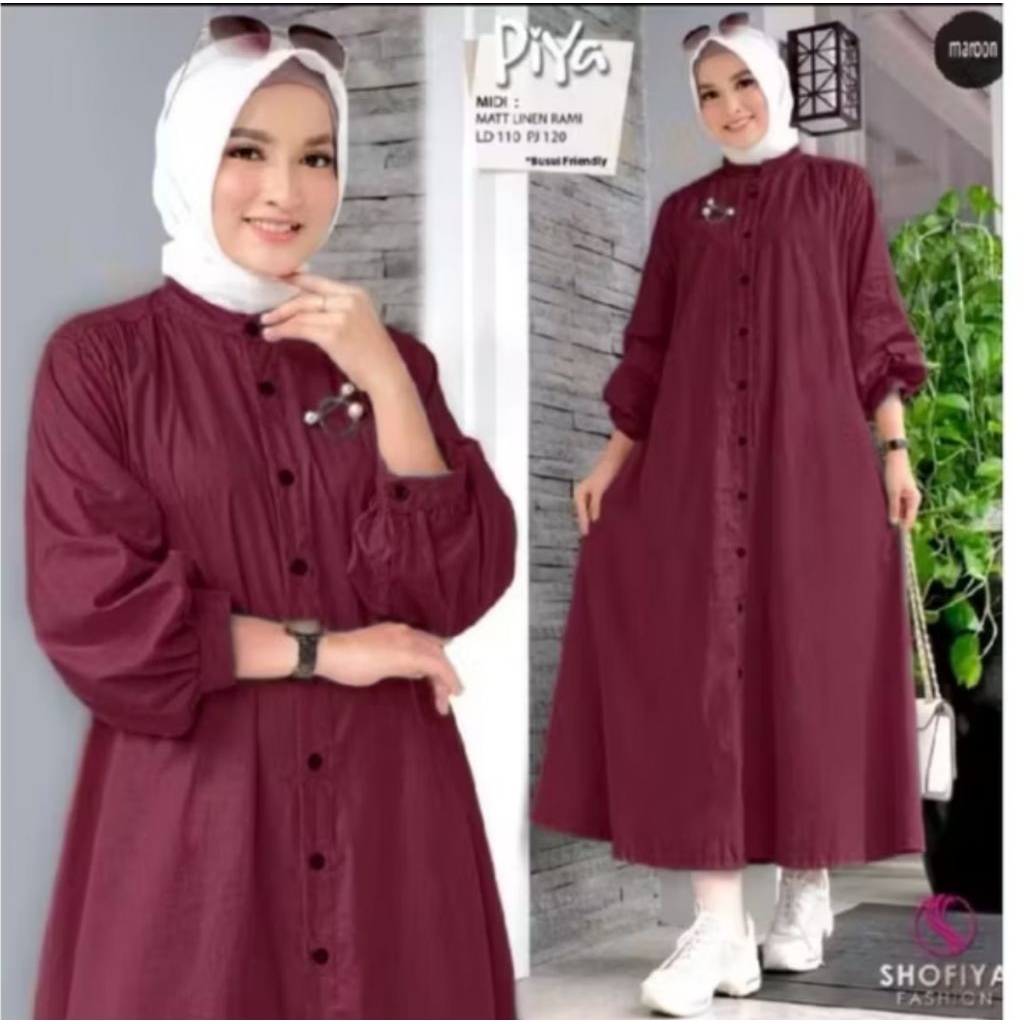 KATUN PREMIUM RAYON COTTON WOMEN'S MIDI DRESS (FULL BUTTONS) BUSUI
