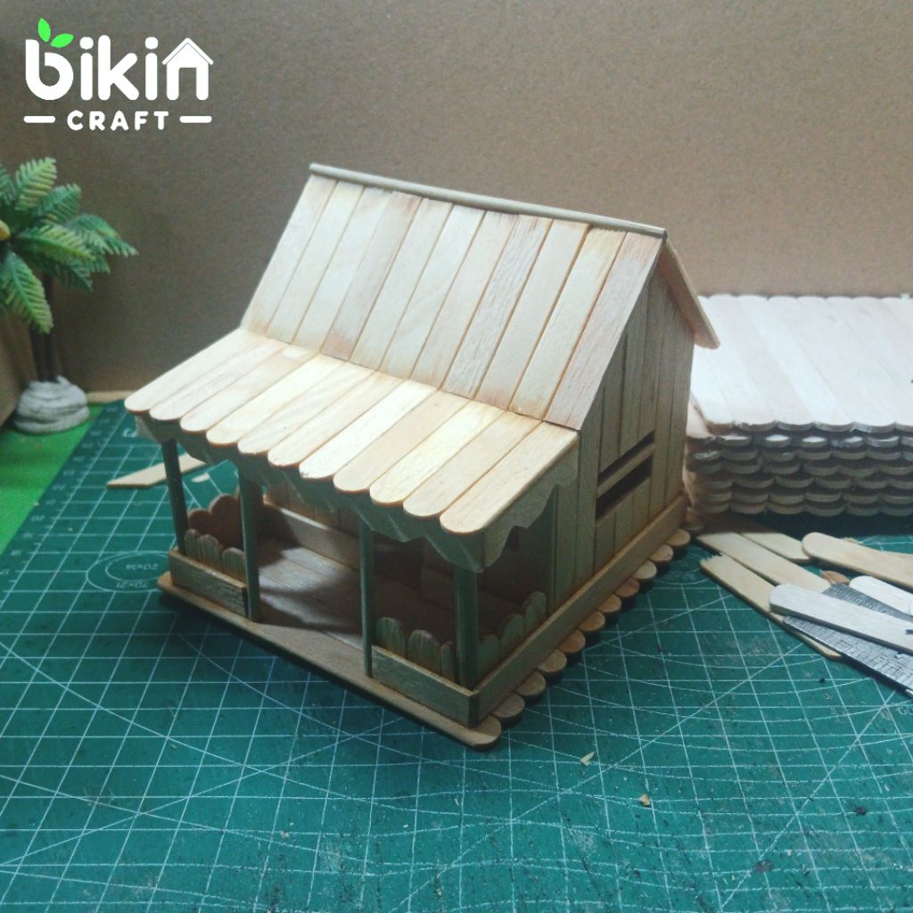 Miniature Betawi Traditional House from Handmade Ice Cream Sticks Gift