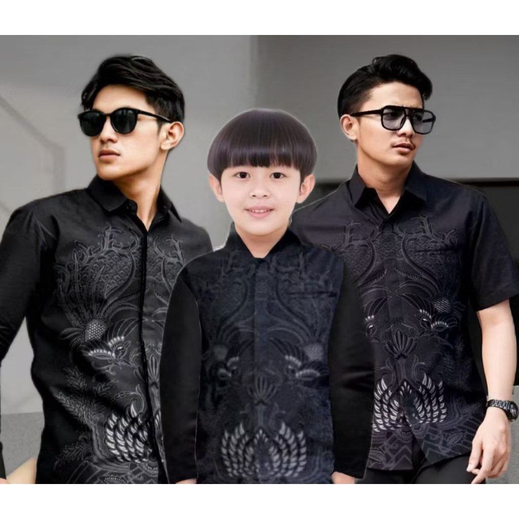KEMEJA Father and son couple batik shirts, boys' batik shirts, uniform batik shirts, ML XL XXL