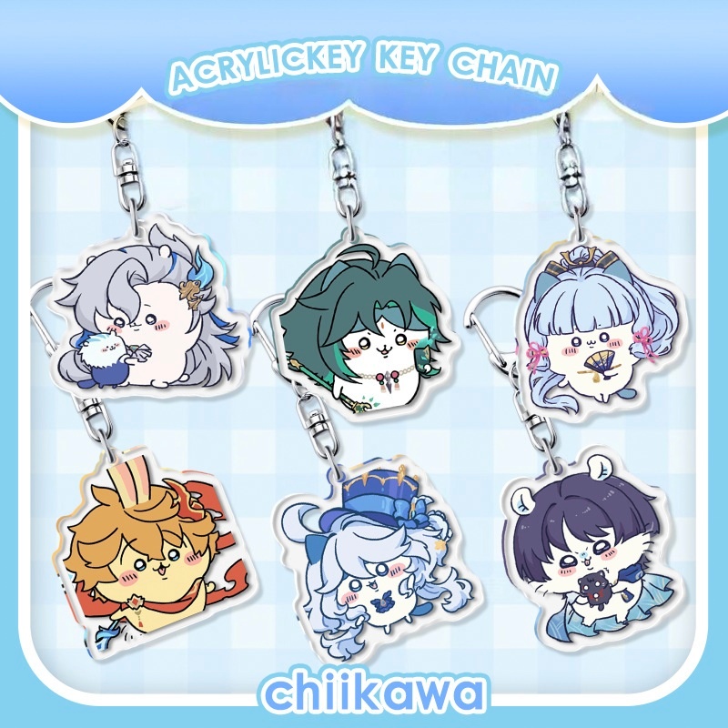GANTUNGAN Genshin Impact Chiikawa Acrylic Transparent Keychain Gift Souvenir Gift Anime Gift Figure Resin Mini Cute Hu Tao Kazuha Raiden Scaramouche