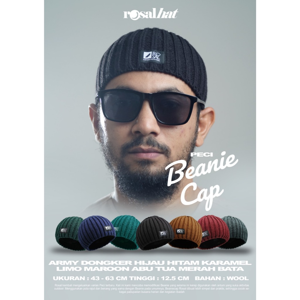 ROSAL HAJI BEANIECAP CAP | PAKISTAN MUSLIM SONGKOK | BLACK PECI, UAS HAT MODEL