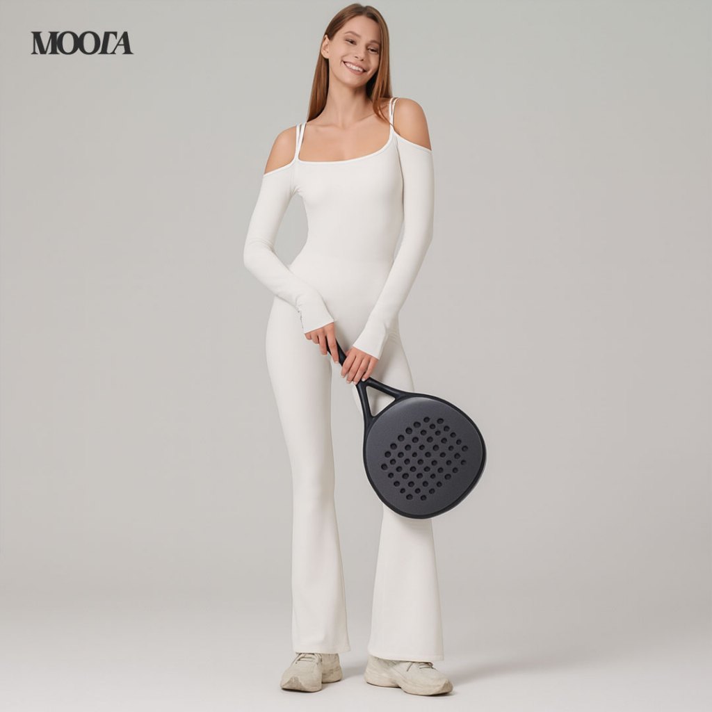 MOOTA Arabelle Sporty Jumpsuit Long Sleeve Off Shoulder Fit Body Comfortable and Stylish Pilates Yoga Padel - 213
