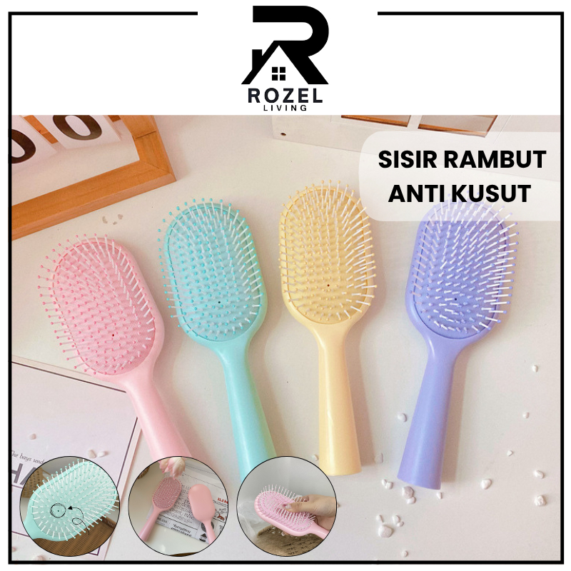 ROZEL Hair Comb Air Comb Cushion Massage Anti-Tangle Self-Cleaning Hair Comb