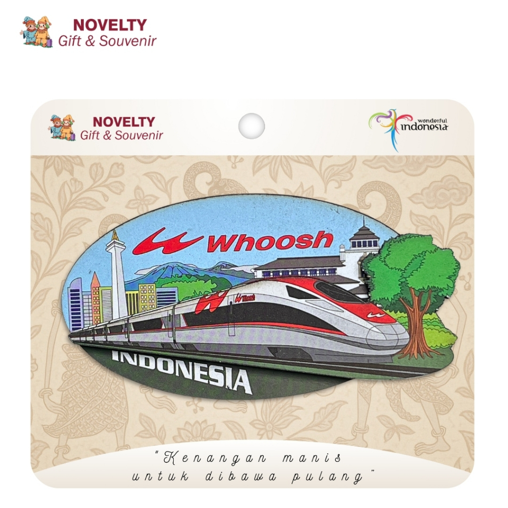 Whoosh refrigerator magnet souvenirs, fast car, Bandung souvenirs from Indonesia