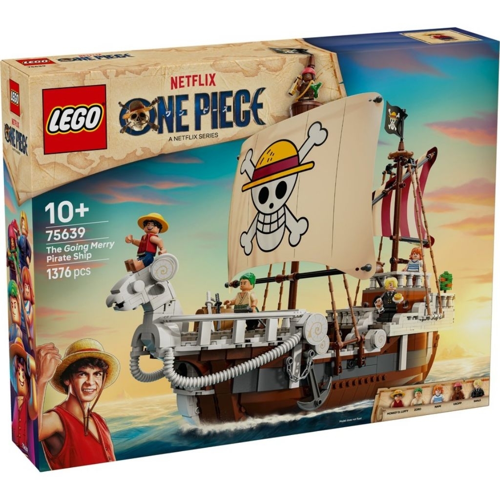 LEGO One Piece 75639 The Going Merry Pirate Ship | Pirate Ship Straw Hat Luffy Zoro Nami Sanji Usopp | LEGO Netflix One Piece Set 1376 Pcs MISB